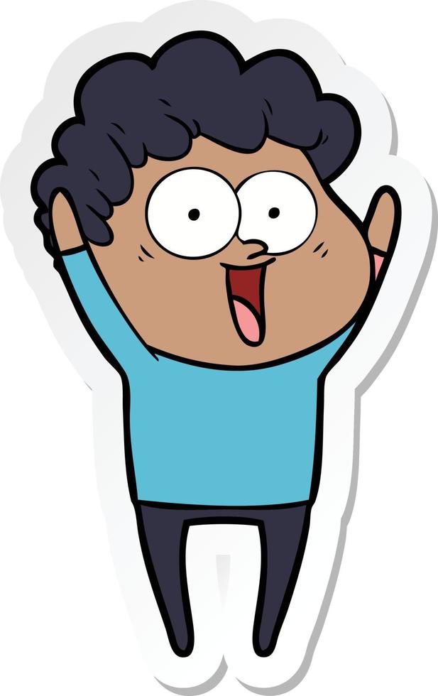 sticker of a cartoon happy man vector