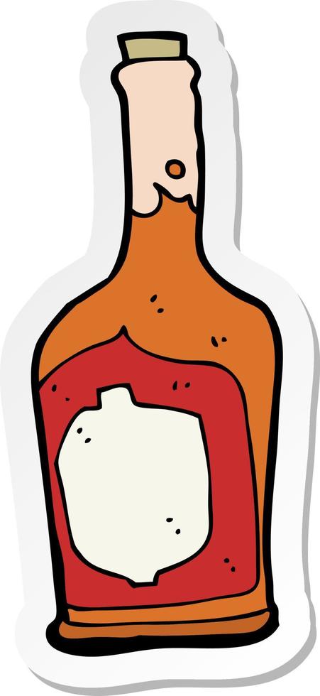 sticker of a cartoon bottle of rum vector