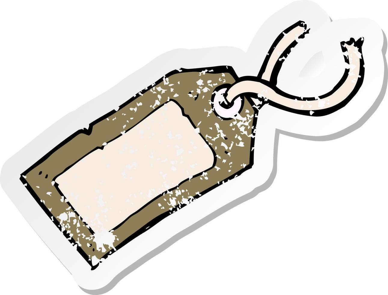 retro distressed sticker of a cartoon luggage tag vector
