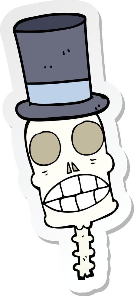 sticker of a cartoon spooky skull vector