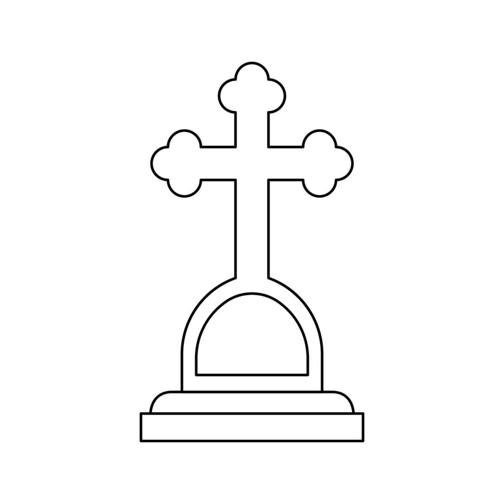 Coloring page with Tombstone for kids vector