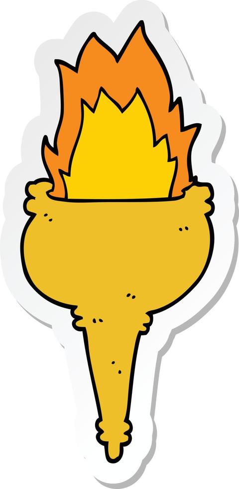 sticker of a cartoon flaming torch vector