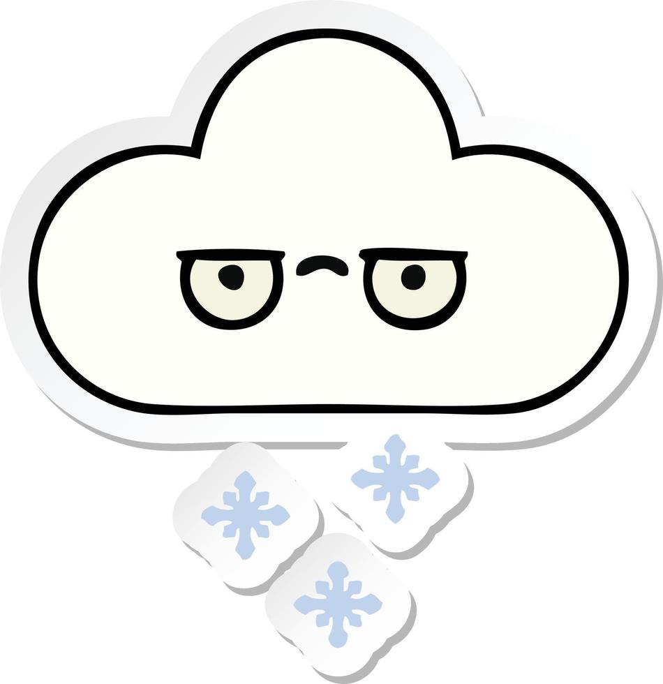 sticker of a cute cartoon snow cloud vector