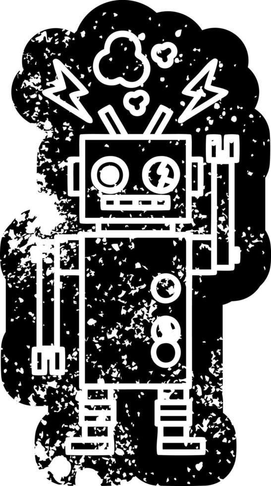 malfunctioning robot distressed icon vector