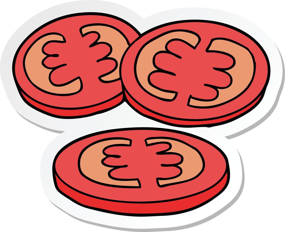 sticker of a sliced tomatoes cartoon vector