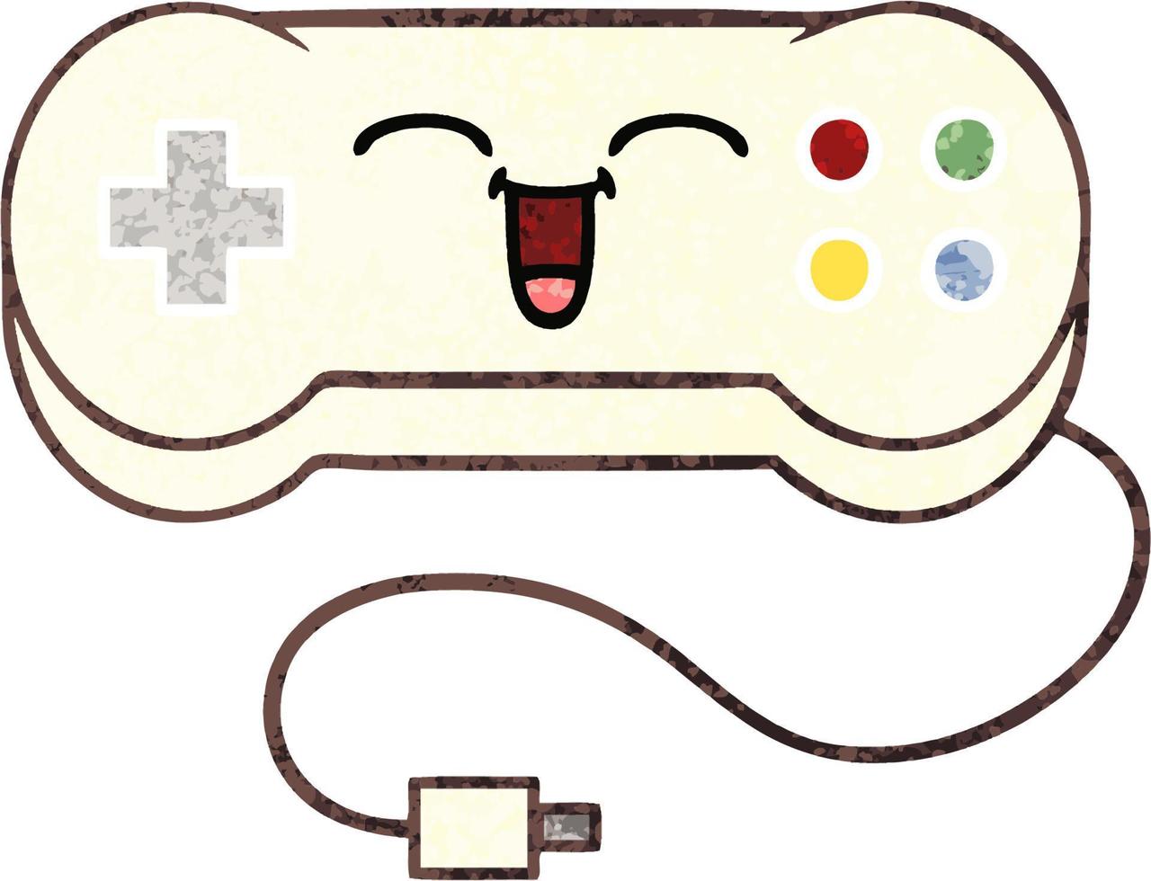 retro illustration style cartoon game controller vector