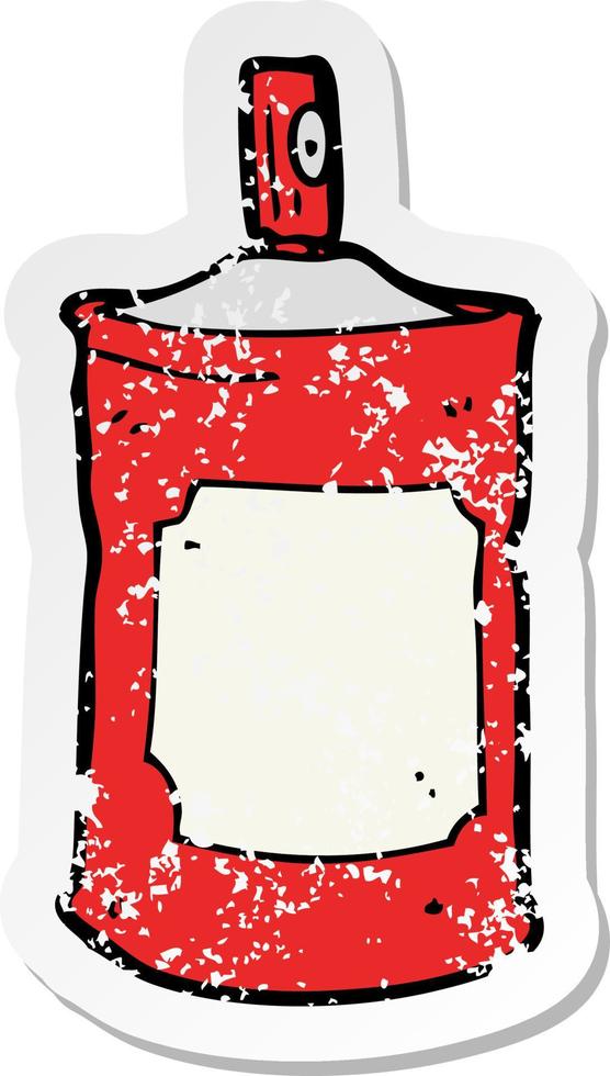 retro distressed sticker of a cartoon spray can vector