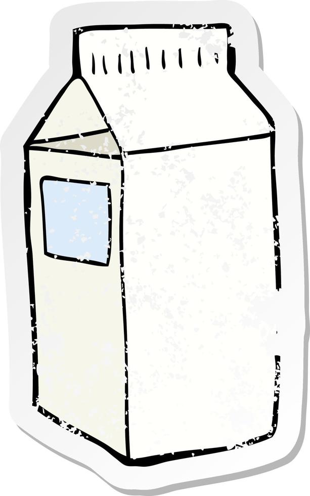 distressed sticker of a cartoon milk carton vector