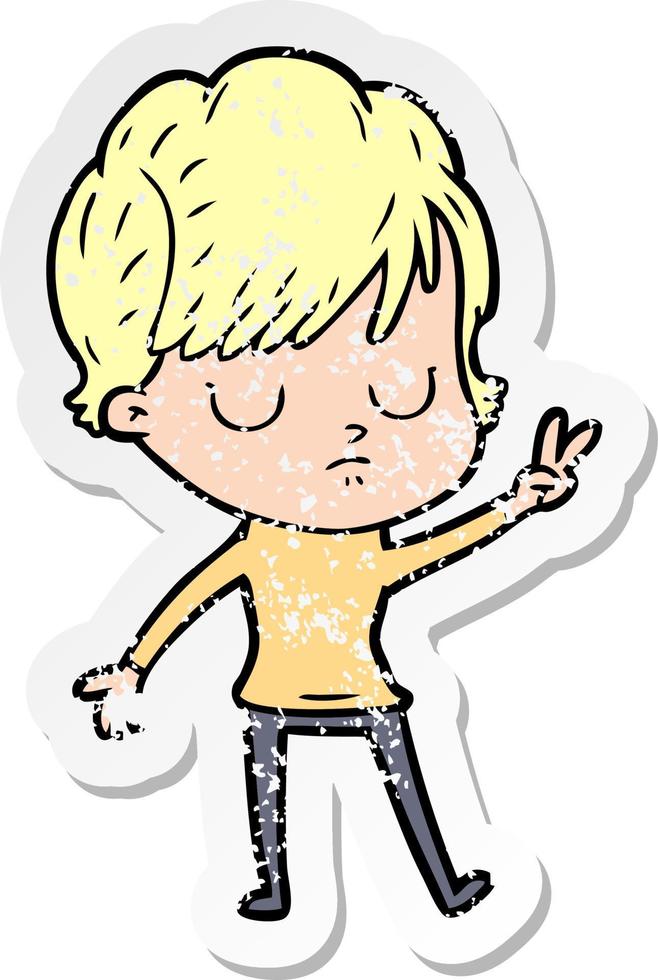 distressed sticker of a cartoon woman vector