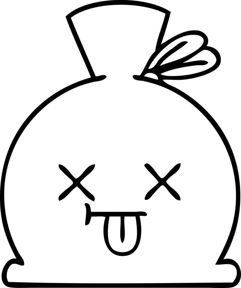 line drawing cartoon sack vector