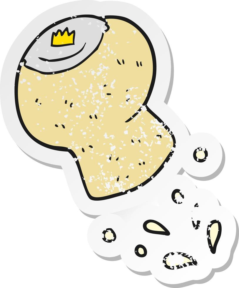 retro distressed sticker of a cartoon champagne cork vector