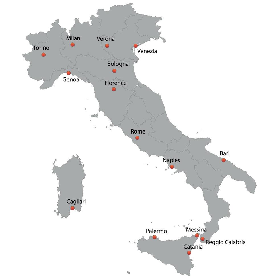 mapa detallado de italia vector