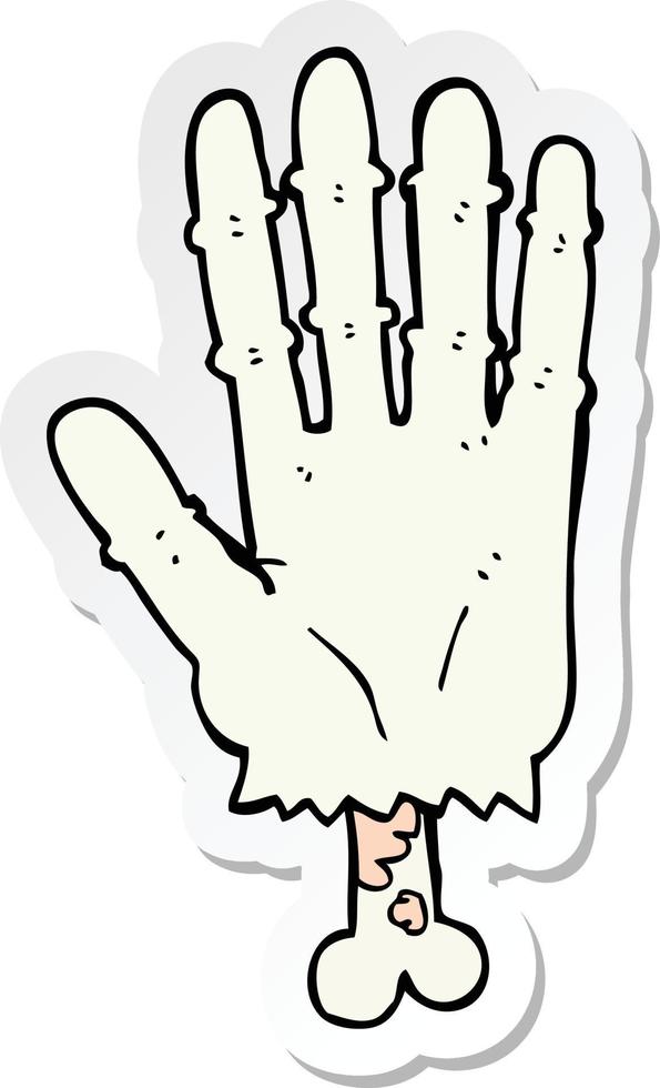 sticker of a cartoon zombie hand vector