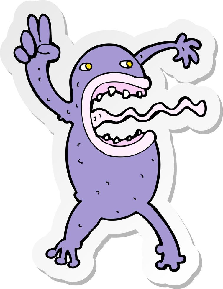 sticker of a cartoon crazy frog vector