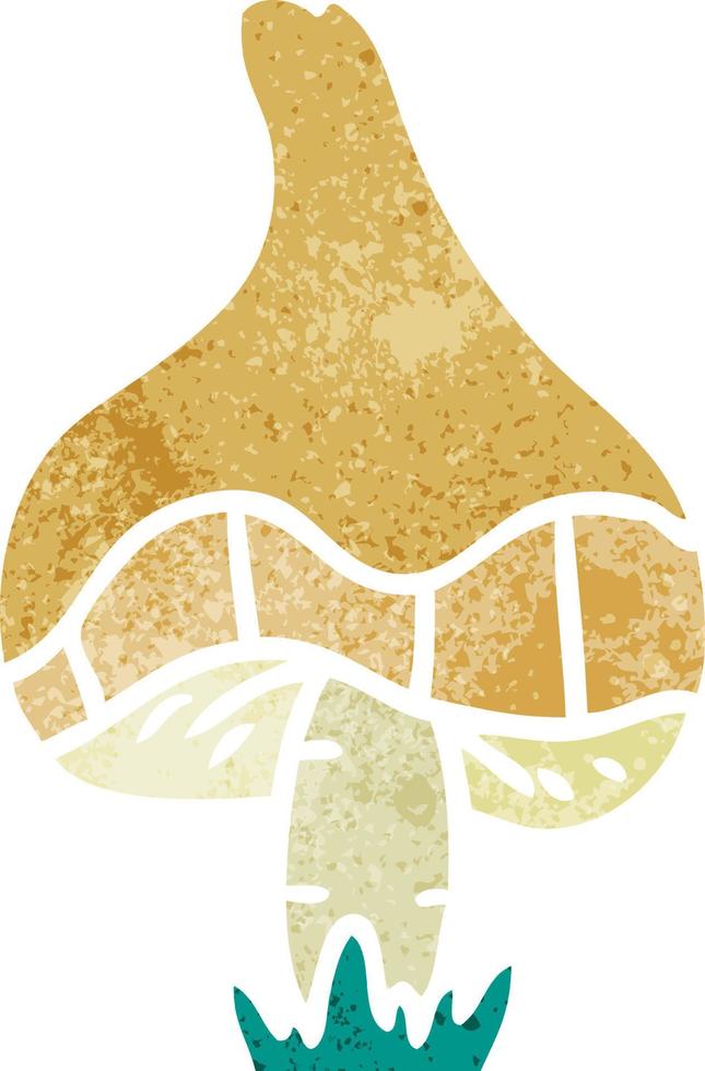 retro cartoon doodle of a single mushroom vector