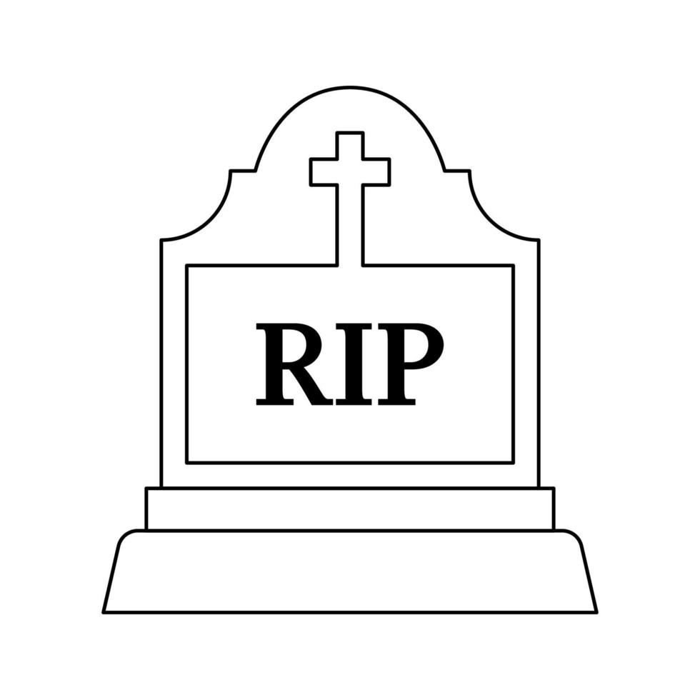 Coloring page with Tombstone for kids vector