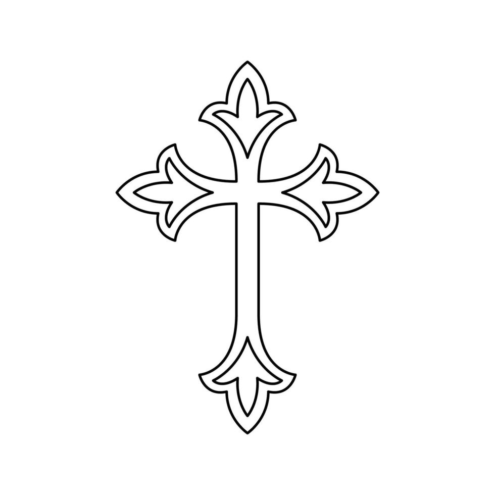 Coloring page with Christian Cross for kids vector