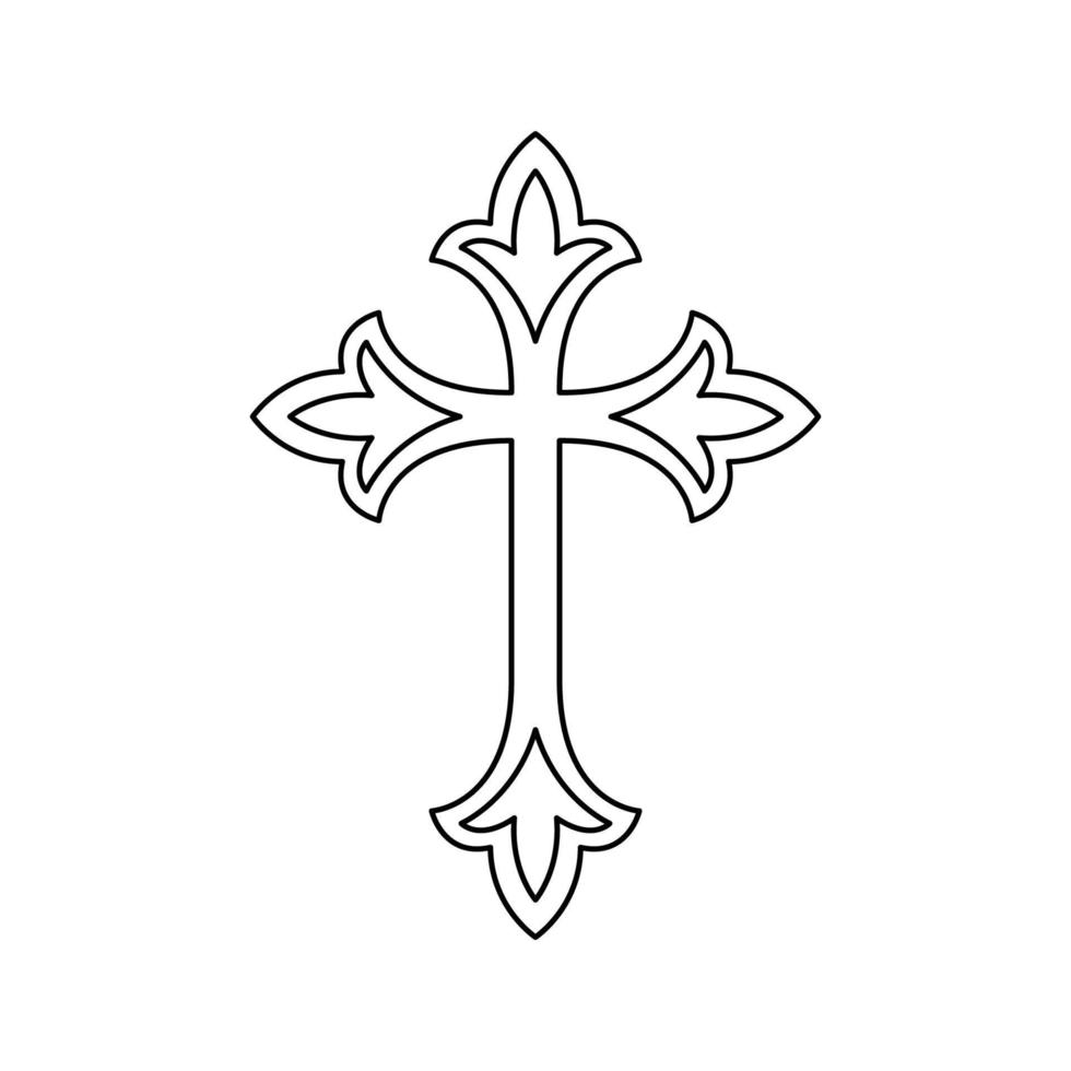 Coloring page with Christian Cross for kids vector