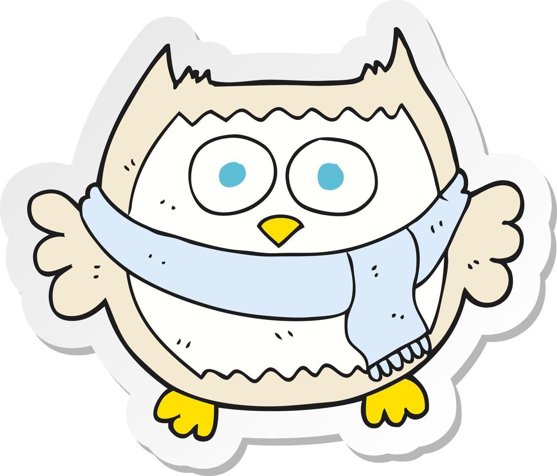 sticker of a cartoon owl wearing scarf vector