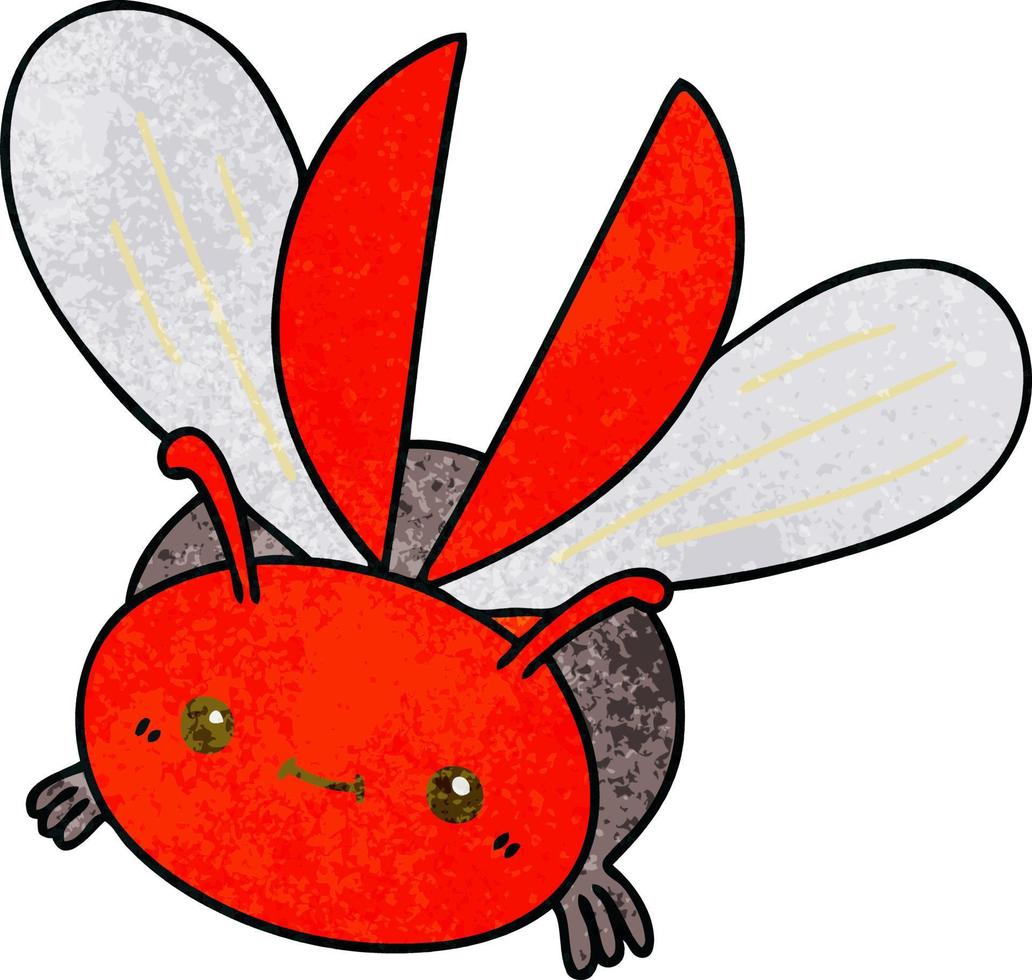 peculiar escarabajo volador de dibujos animados dibujados a mano vector