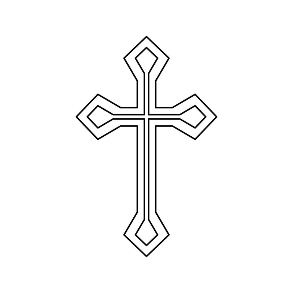 Coloring page with Christian Cross for kids vector