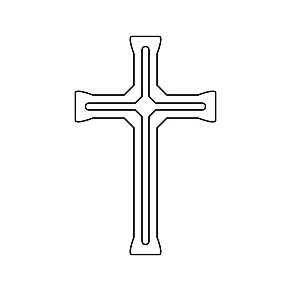 página para colorear con cruz cristiana para niños vector