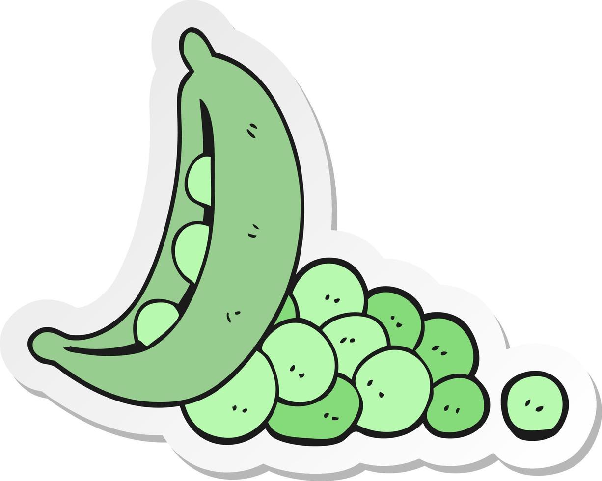 sticker of a cartoon peas in pod vector