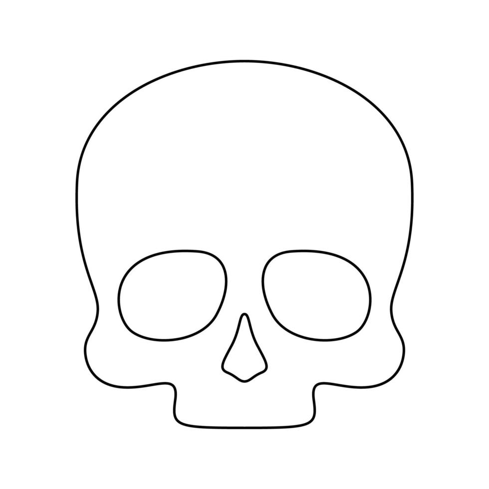 página para colorear con calavera para niños vector