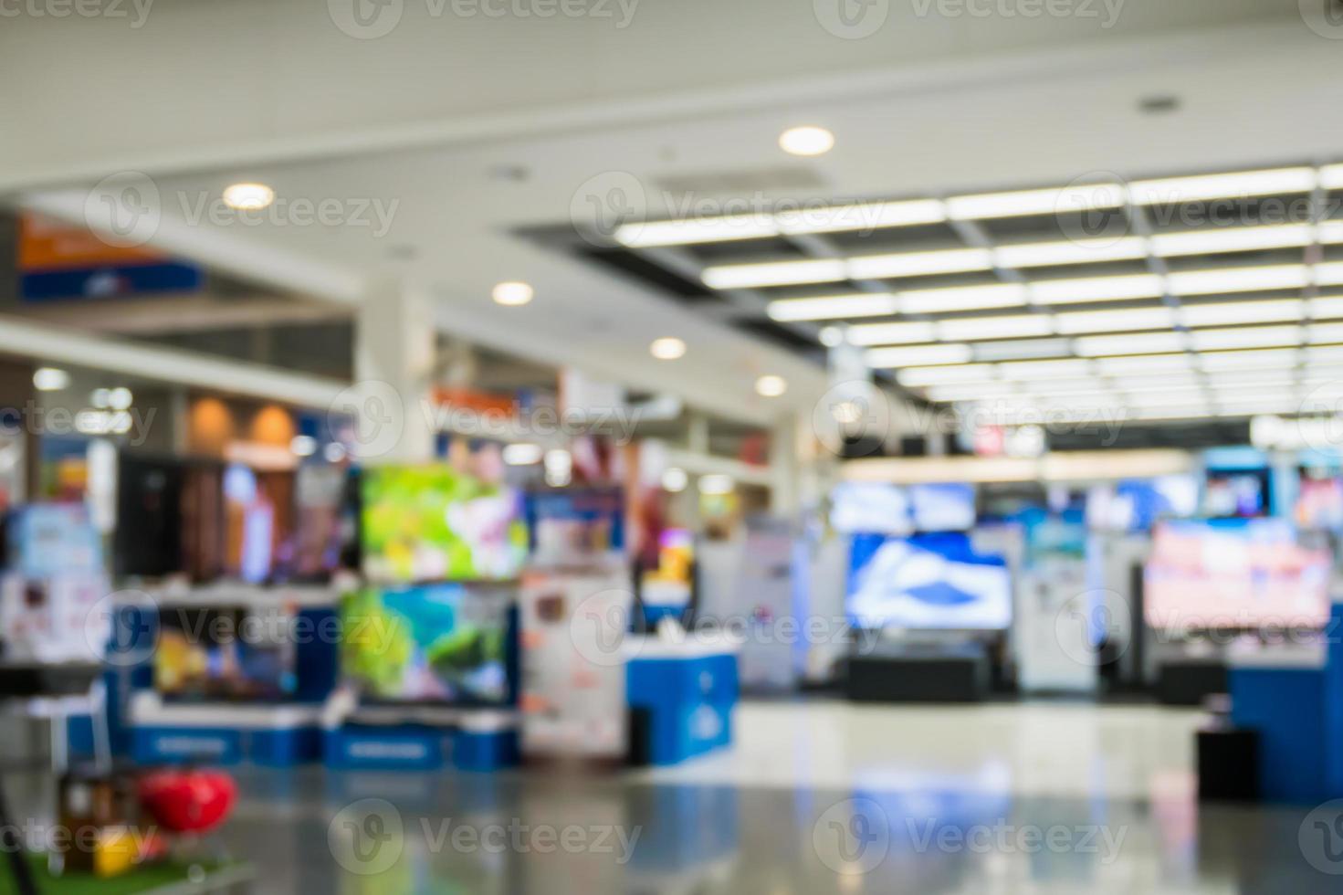 eletronic department store with bokeh blurred background photo