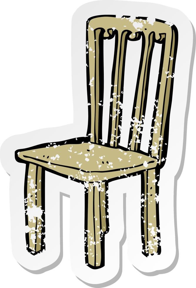 pegatina retro angustiada de una vieja silla de dibujos animados vector