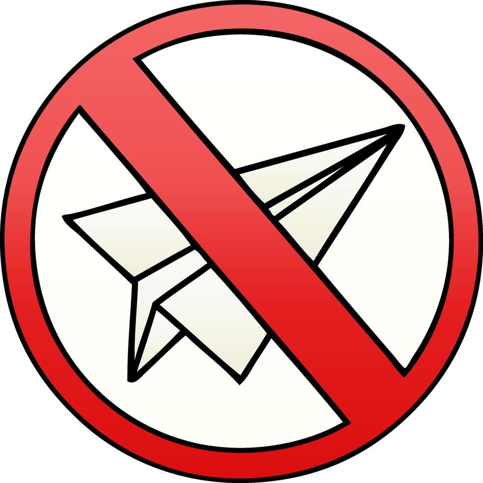 gradient shaded cartoon no paper aeroplanes allowed vector
