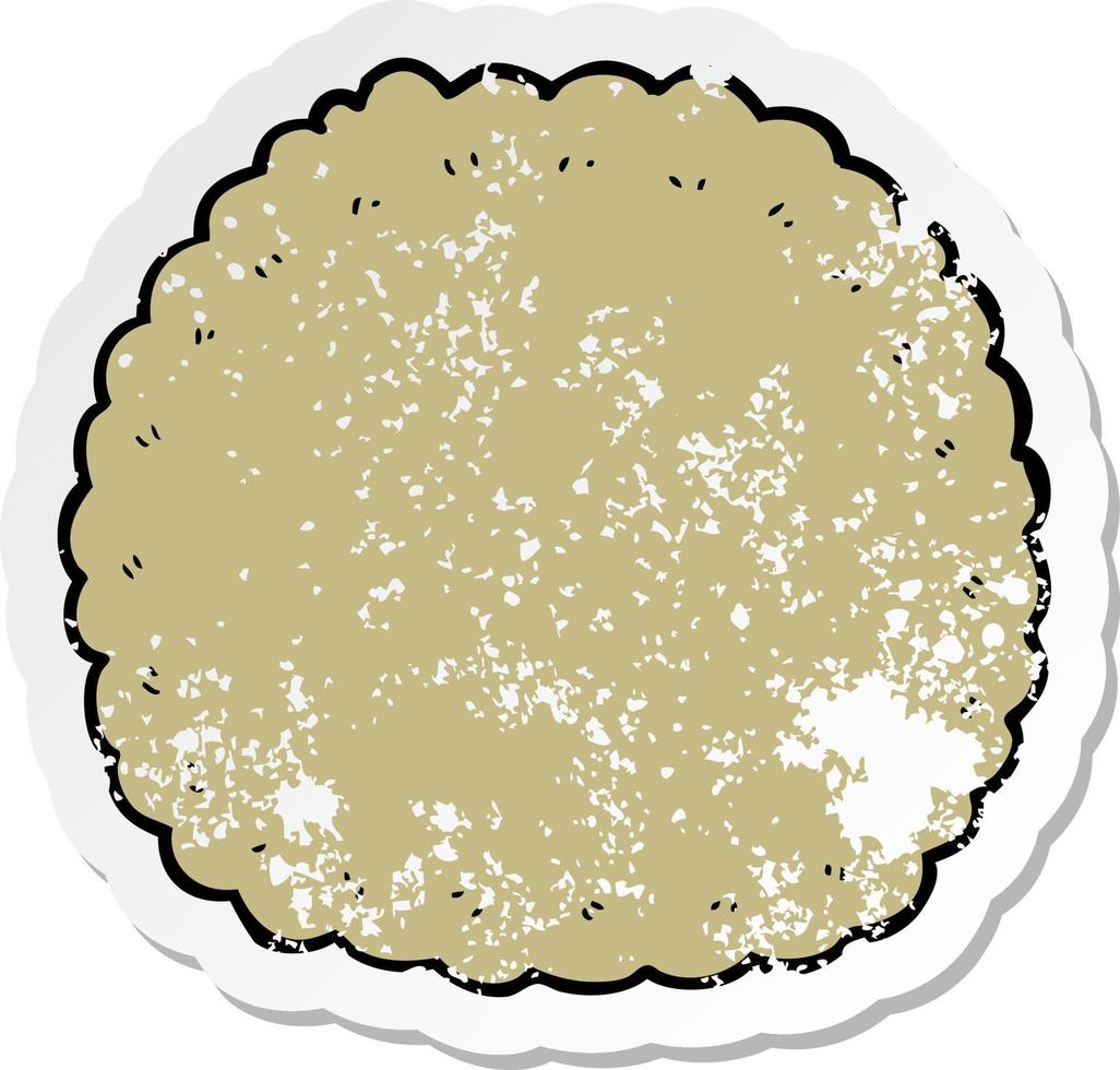 distressed sticker of a cartoon biscuit vector