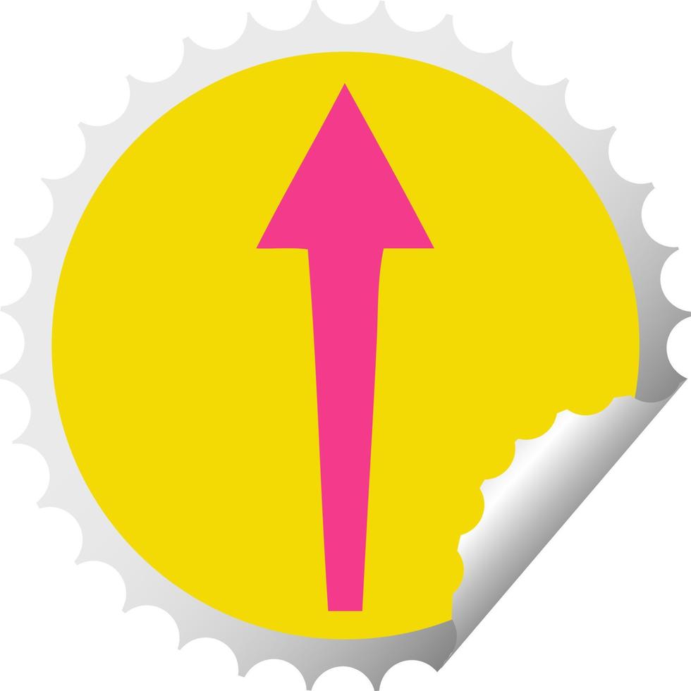 quirky circular peeling sticker cartoon arrow vector