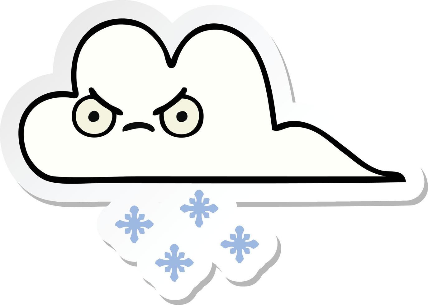 sticker of a cute cartoon snow cloud vector