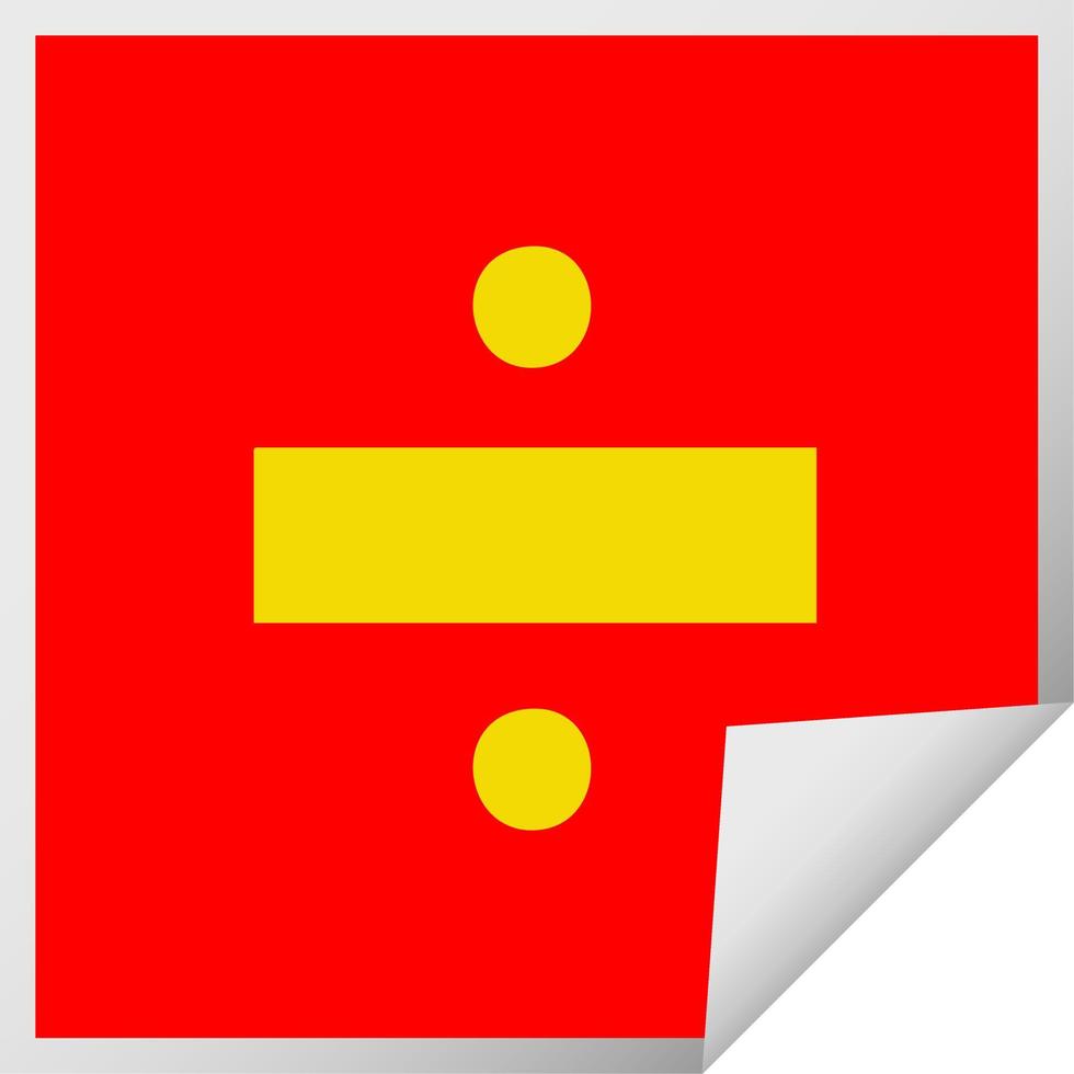 square peeling sticker cartoon division symbol vector