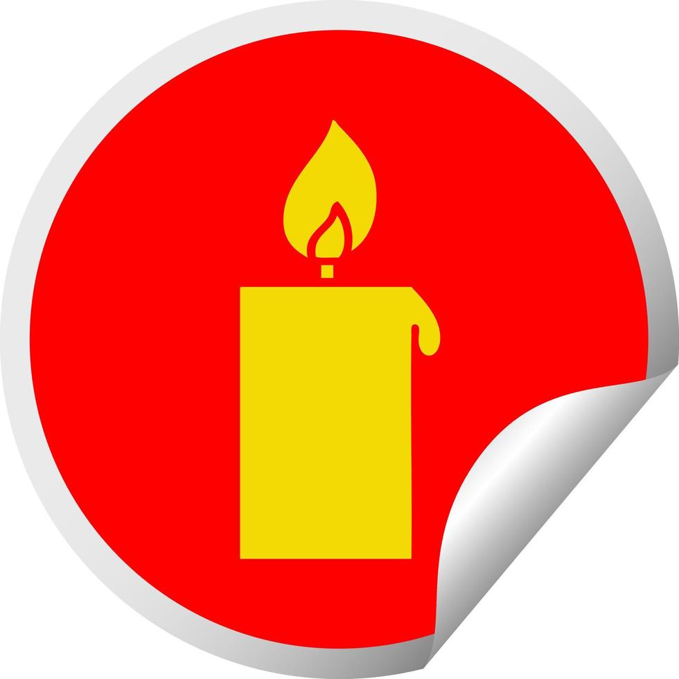 circular peeling sticker cartoon lit candle vector