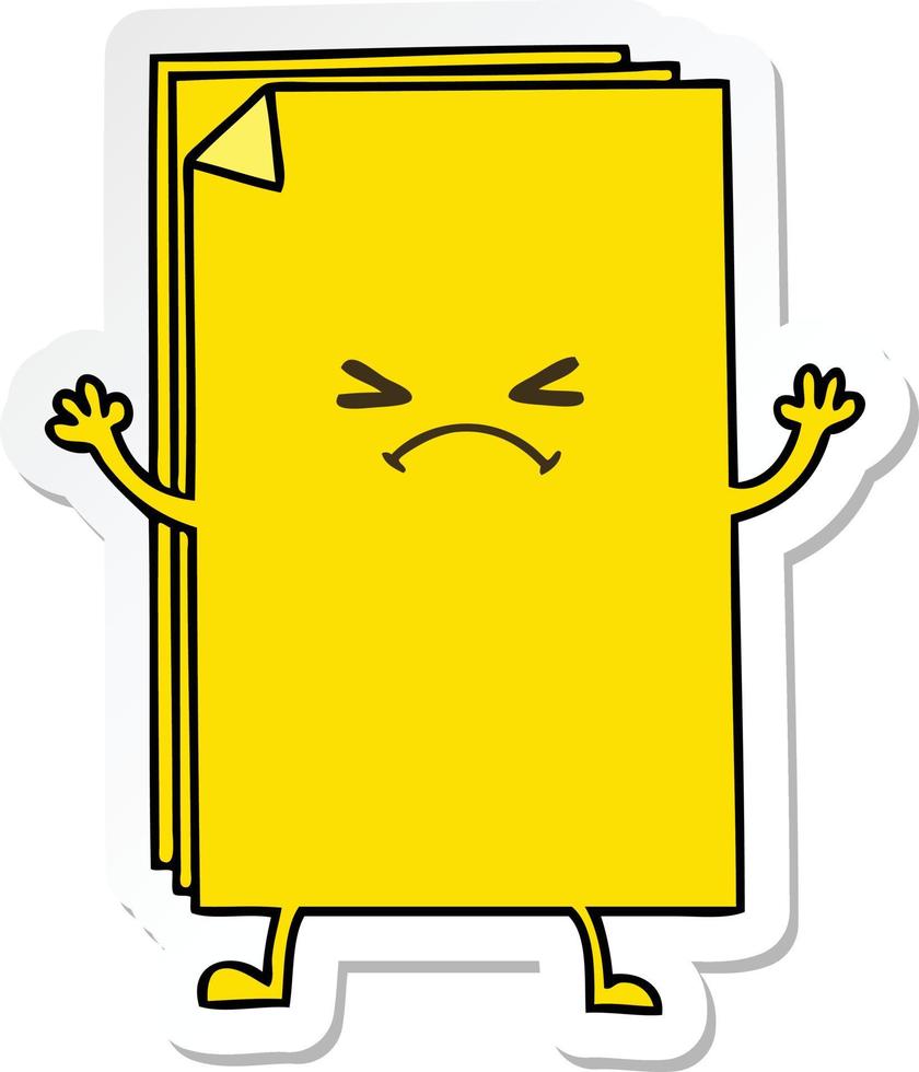 sticker of a quirky hand drawn cartoon cross paper stack vector