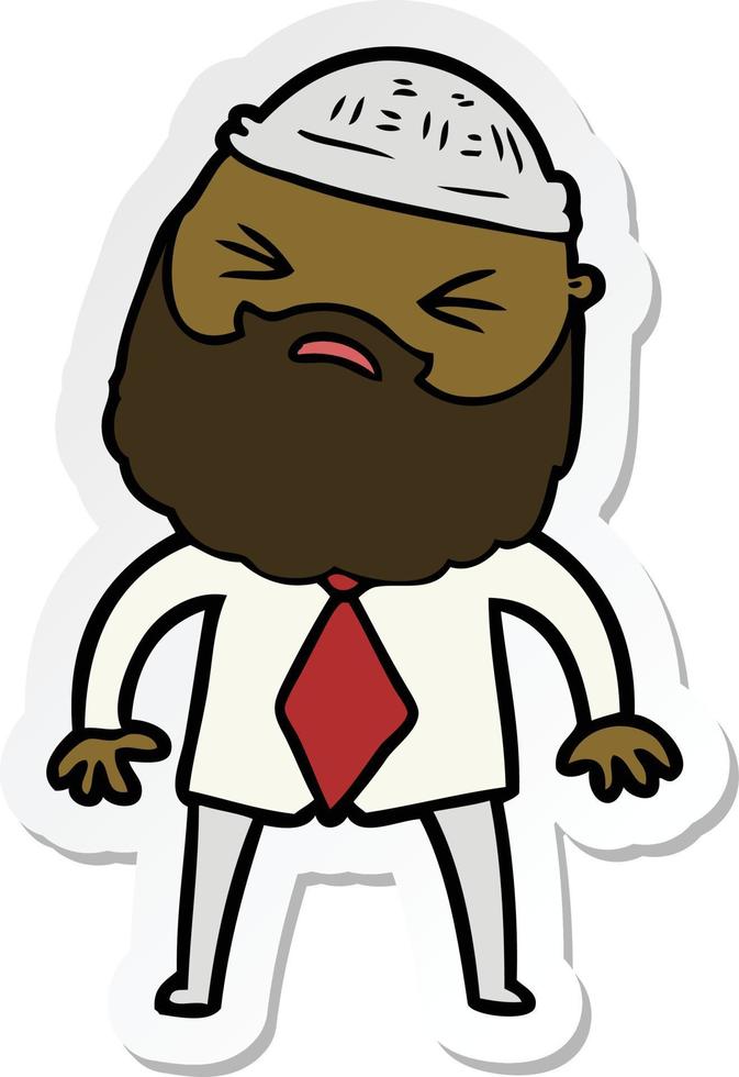 sticker of a cartoon man with beard vector