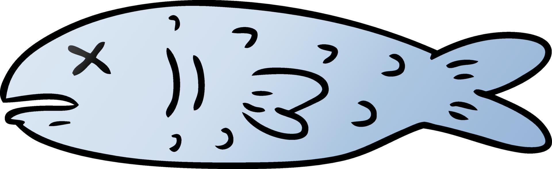 gradient cartoon doodle of a dead fish vector
