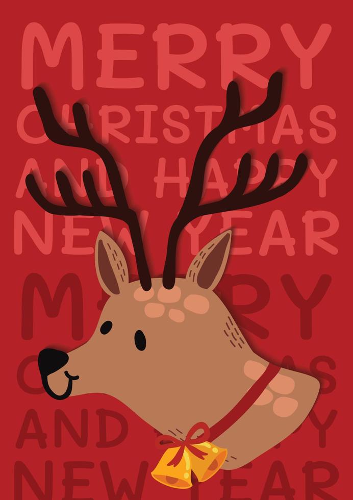 cute christmas card art design vector red background