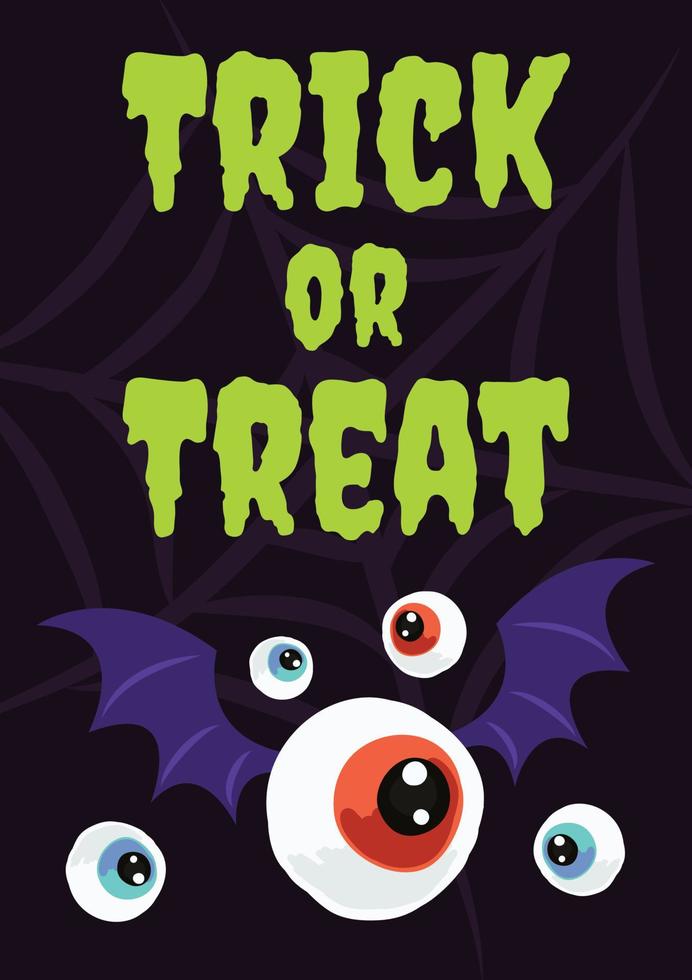 cute spooky halloween evil eyes card design vector