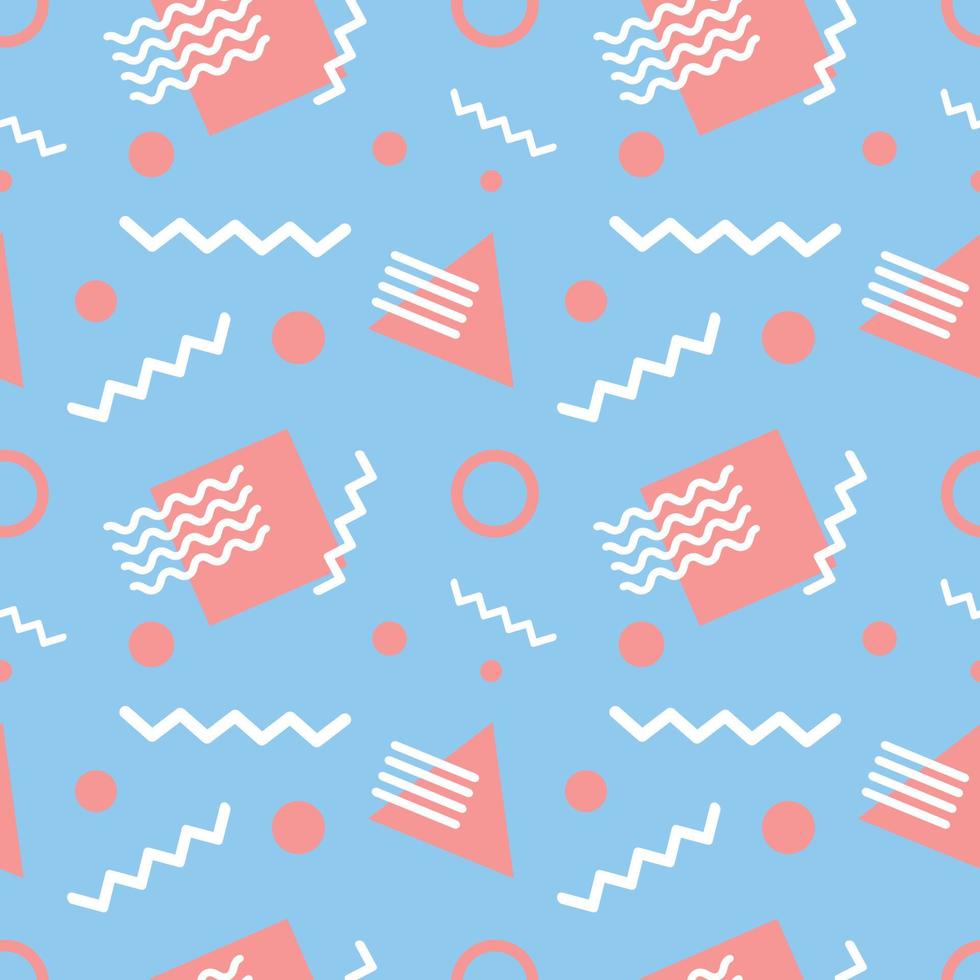 memphis seamless pattern blue and pink design background design vector