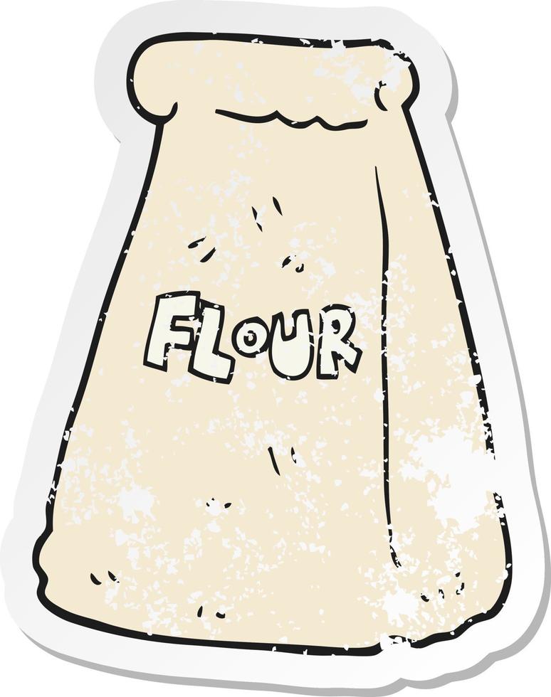 retro distressed sticker of a cartoon bag of flour vector