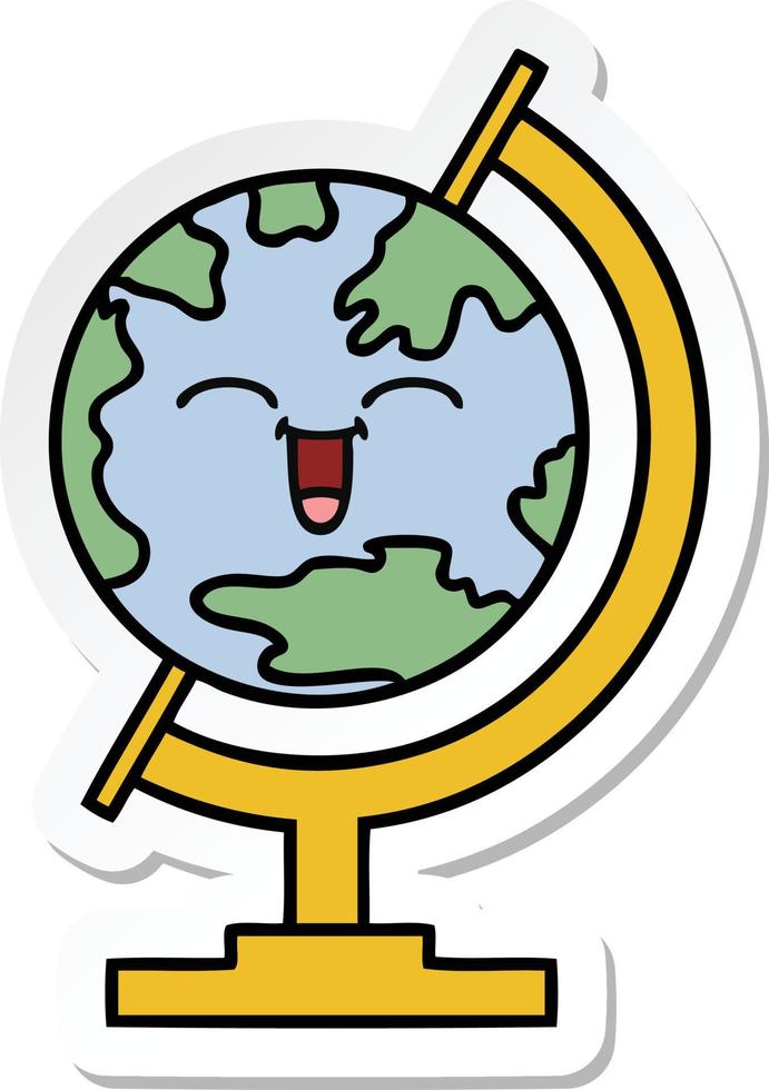 sticker of a cute cartoon globe of the world vector