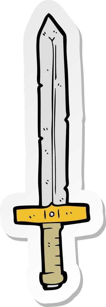 sticker of a cartoon sword vector