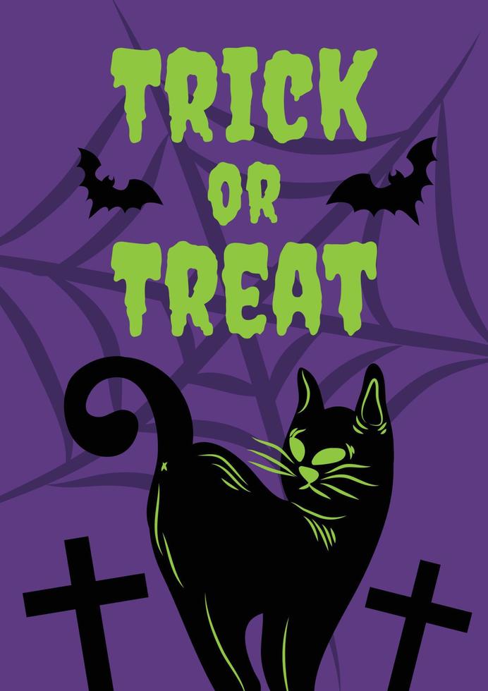 cute spooky halloween cat card design vector 11180474 Vector Art at