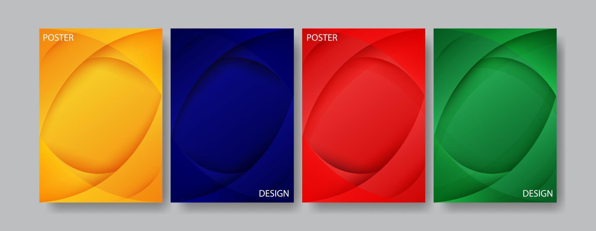 Set Of Abstract Cover Template Design In A4 Size Colorful Gradient Color. For Cover, Flyer And Poster Design vector