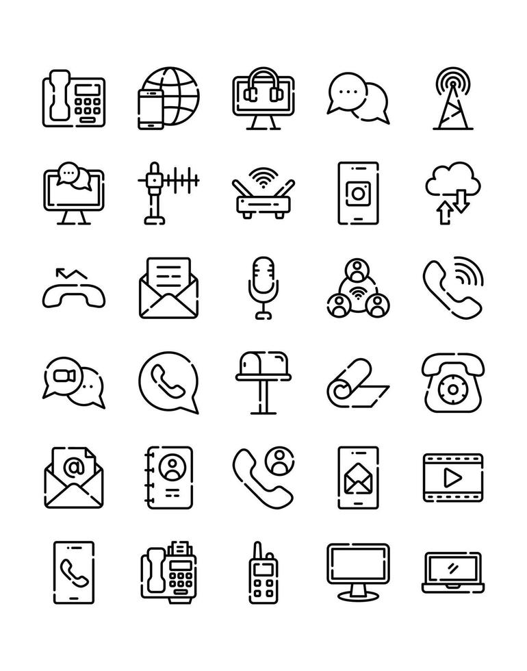 Communication  Icon Set 30 isolated on white background vector
