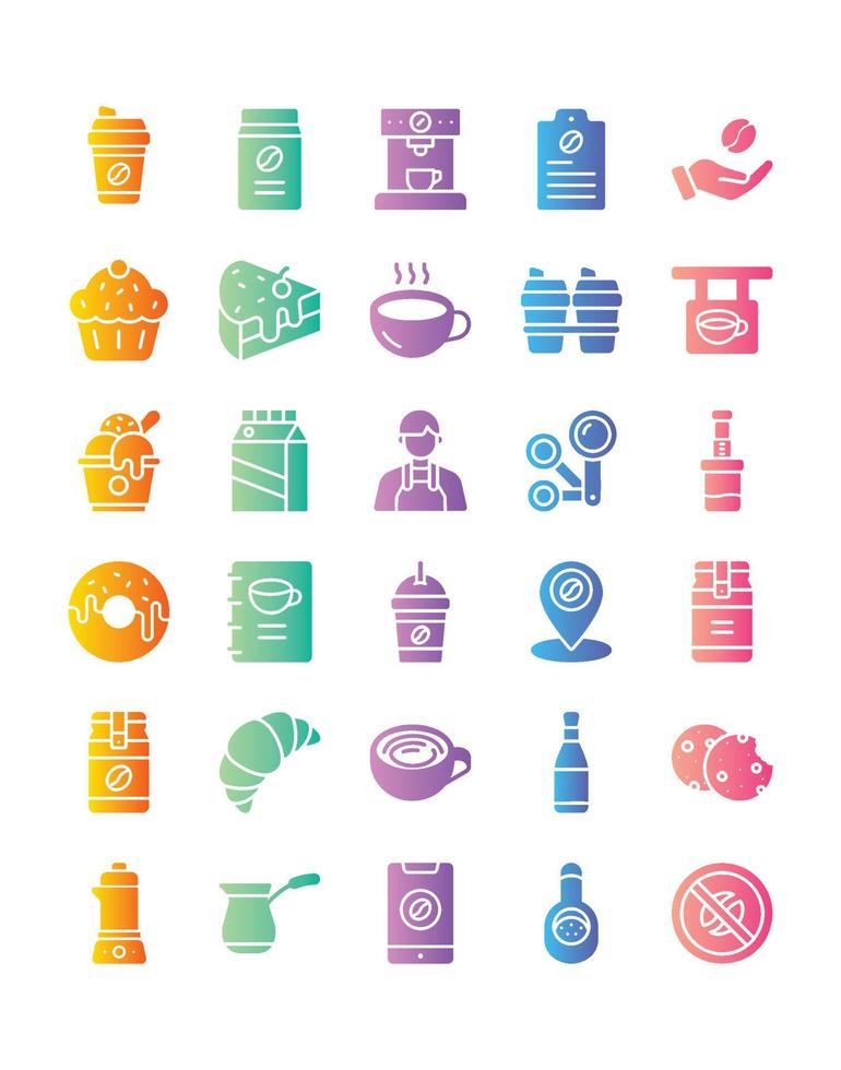 Coffee shop Icon Set 30 isolated on white background vector