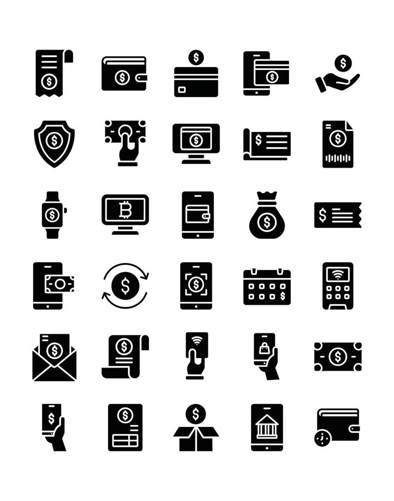 Payment Icon Set 30 isolated on white background vector